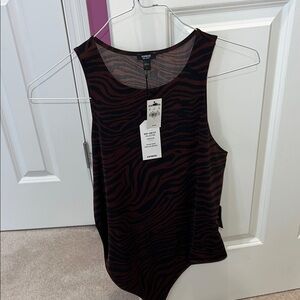 Express Black and Brown Zebra Print Bodysuit